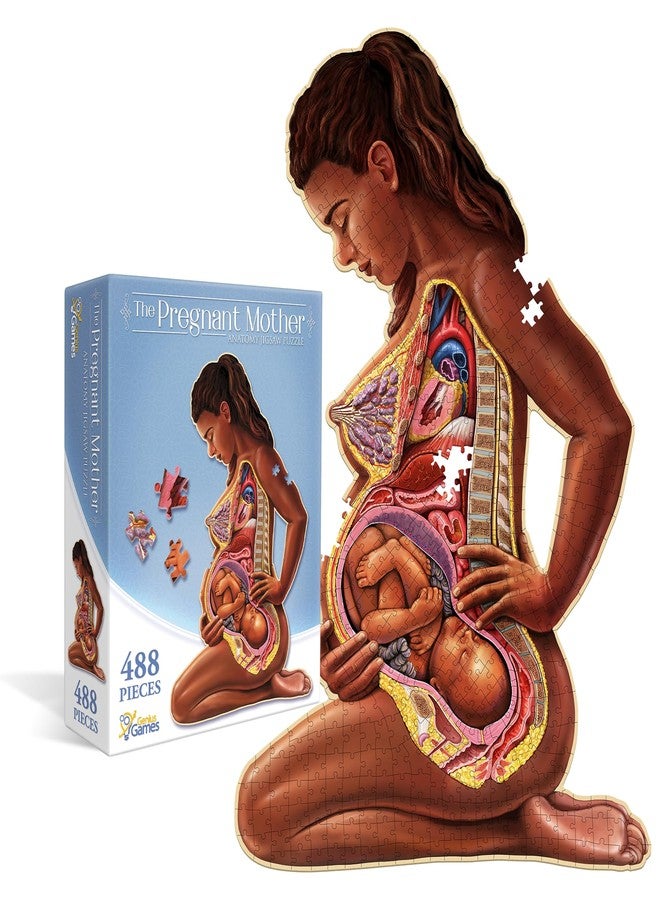 Genius Games Pregnant Mother Anatomy Jigsaw Puzzle | 488-Piece Science Accurate Adult Puzzle | Educational and Entertaining 3ft x 2ft Poster Size Puzzle | Ideal Gift for Mothers, Educators & Medical Professionals - Image 1